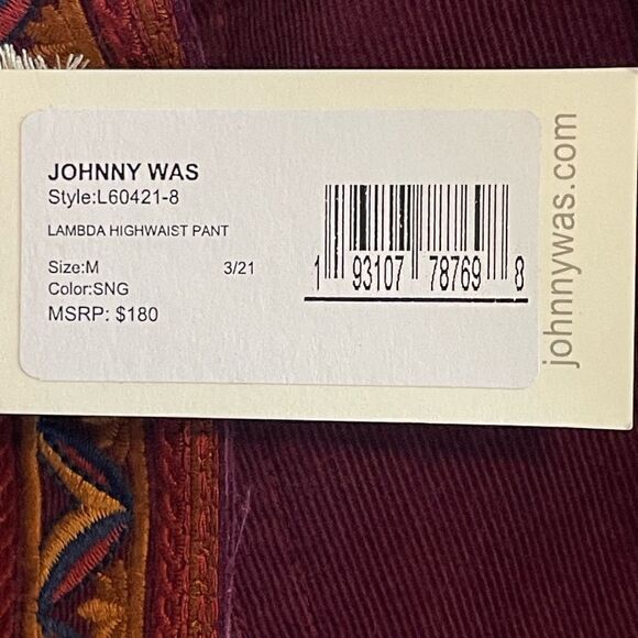 Johnny Was Lambda High Waisted Corduroy Pants. Medium NWT - Picture 6 of 8